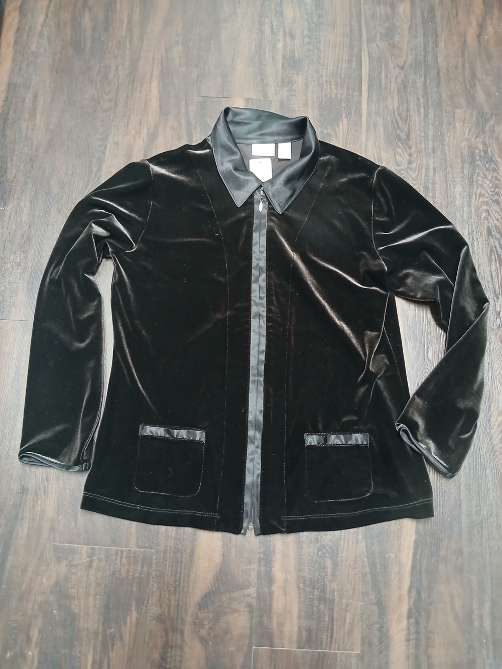Chico's Black Velvet Zip-Front Blazer
